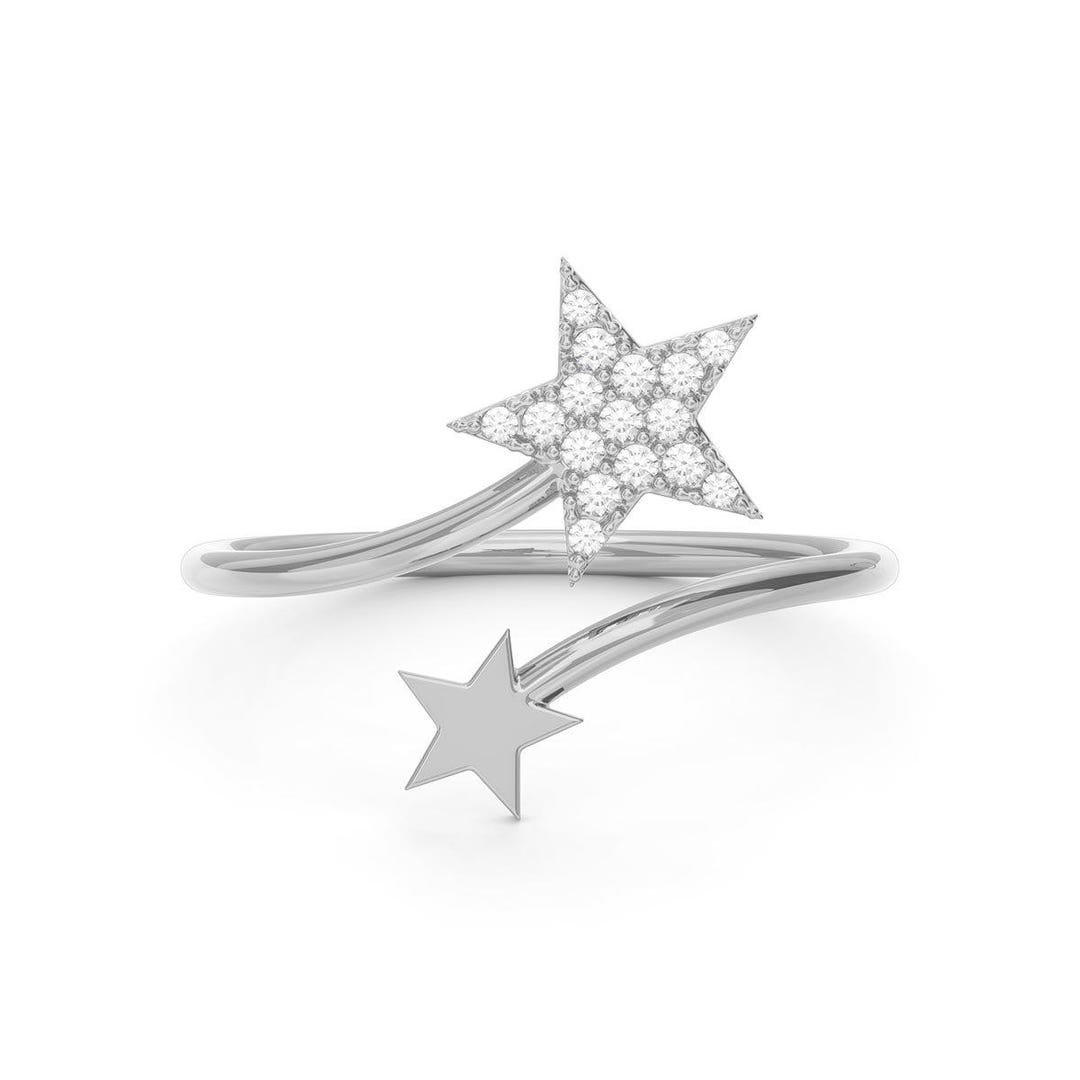 Shining Star Bypass Pavé Ring - Etsy