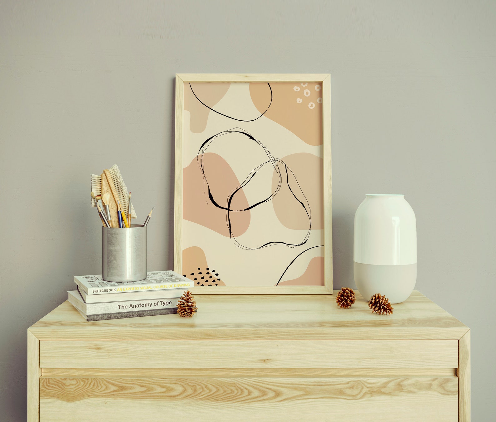 Abstract Printable Wall Art Cream and blush Tones Modern Mid Etsy