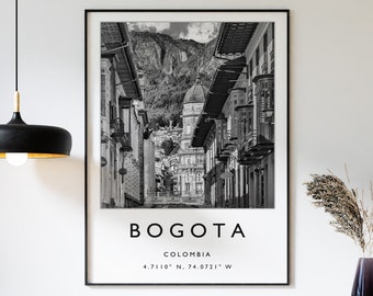 Bogota Travel Print, Bogota Travel Poster, Columbia Travel Print, Columbian Print, Black and White Travel Poster, Travel Art, Travel Gift