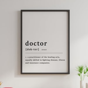 Definition Of A Doctor Quote Poster Print, GP Medical Doctors Print, Home Art, Funny Poster, Funny Quotes, Wall Print, Typography, Wall Art