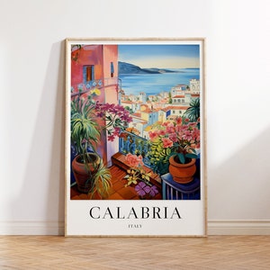 Calabria Travel Print, Italian Travel Poster, Calabria Poster, Colourful Travel Decor, Vintage Travel Art, Gift for Traveller, A1/A2/A3/A4
