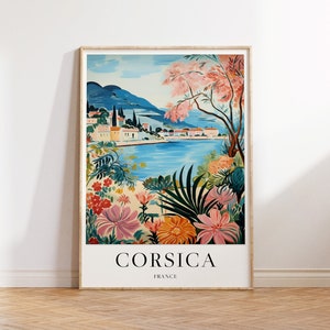 Corsica Travel Print, French Travel Poster, Mediterranean Travel Art, Colourful Travel Decor, Vintage Travel Art, Gift, A1/A2/A3/A4