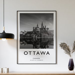 Ottawa Travel Print, Ottawa Travel Poster, Canada Print, Travel Gift, Travel Art, Travel Decor, Black and White