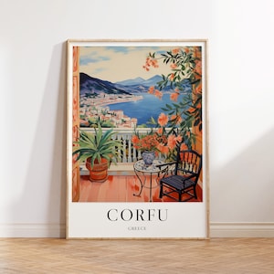 Corfu Travel Print, Greece Travel Poster, Corfu Travel Art, Colourful Travel Decor, Vintage Travel Art, Gift, A1/A2/A3/A4