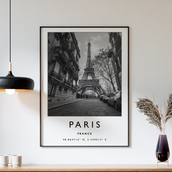 Impression de voyage à Paris, affiche de voyage Paris France, impression de voyage à Paris, oeuvre d'art de voyage, affiche de voyage, noir et blanc, cadeau, A2/A3/A3