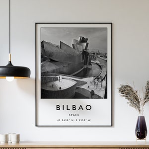 Bilbao Poster, Bilbao Travel Print, Spain Travel Poster, Travel Decor, Minimalist Travel Poster, Black and White Poster, Gift, A1/A2/A3/A4