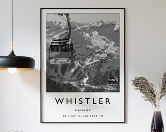 Skiing Travel Poster, Whistler Canada Ski Print, Canada Travel Print, Skiing Wall Art, Skiing Print, Winter Sport Art, Ski Gift, A1/A2/A3/A4