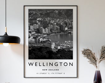 Wellington Travel Print, Wellington New Zealand Travel Poster, New Zealand Travel Print, Travel Art, Travel Poster, Art Gift, A2/A3/A3