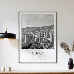 Cali Colombia Travel Print, Cali  Travel Poster, Colombia Travel Print, South America Travel Poster, Travel Gift, Black and White Print