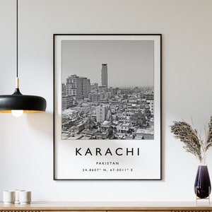Karachi Travel Print, Karachi Travel Poster, Pakistan Travel Poster, Travel Art, Travel Poster, Black & White Art, Travel Gift, A1/A2/A3/A4