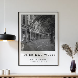 Tunbridge Wells Travel Print, Tunbridge Wells Travel Poster, City Travel Print, Travel Art, Travel Poster, Zwart-wit, Cadeau, A2/A3/A4