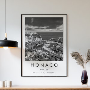 Monaco Travel Print, Monaco France Travel Poster, France Travel Print, Travel Art, Travel Poster, Black and White, Gift, A2/A3/A3