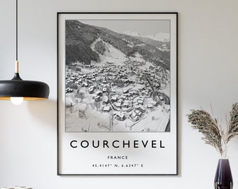 Skiing Travel Poster, Courchevel France Ski Print, France Travel Print, Skiing Wall Art, Skiing Print, Winter Sport Art, Gift, A1/A2/A3/A4