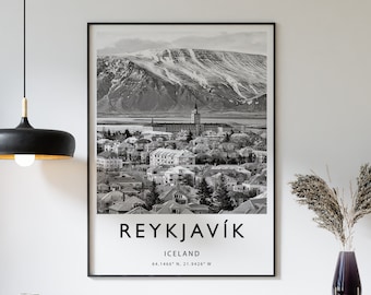 Reykjavik Iceland Print: Black and White Travel Art