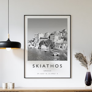 Stampa di viaggio Skiathos, poster di viaggio Skiathos, stampa di viaggio Grecia, poster di viaggio spiaggia, arte di viaggio mare, regalo di viaggio