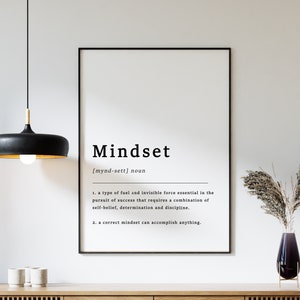 Definitie van mentaliteit citaat poster print, psychologie poster, motiverende print, cadeau voor ondernemer, typografie, a1/a2/a3/a4