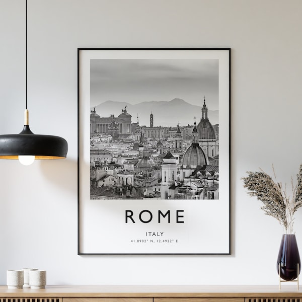 Impression de voyage à Rome, affiche de voyage à Rome, impression de voyage en Italie, art du voyage, décoration de voyage, noir et blanc, impression photo