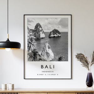 Bali Travel Print, Bali Travel Poster, Indonesia Travel Print, Beach Travel Poster, Sea Travel Art, Black and White, Travel Gift