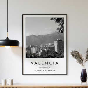 Valencia Venezuela Travel Print, Valencia Travel Poster, Venezuela Travel Print, South America Travel Poster, Travel Gift, Black and White