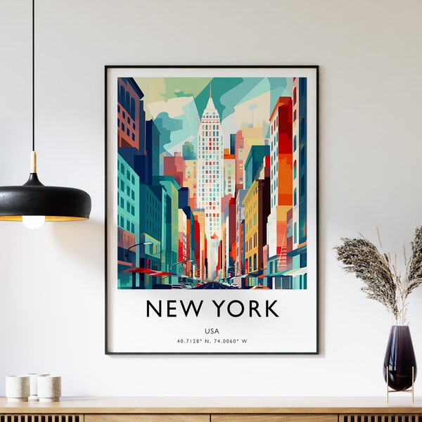 New York Travel Print, USA Travel Poster, New York Travel Art, Tourism Print, Cityscape Artwork, Cultural Decor, Geography Art, A1/A2/A3/A4