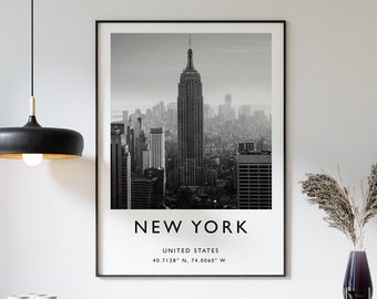 New York Travel Print, New YorkTravel Poster, USA Print, Travel Art, Travel Decor, Black and White Print, Photographic Art, Various Sizes