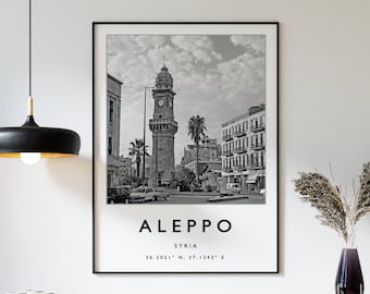 Aleppo Travel Print, Aleppo Travel Poster, Syria Travel Print, Middle East Travel Art, Travel Poster, Black and White Travel Gift