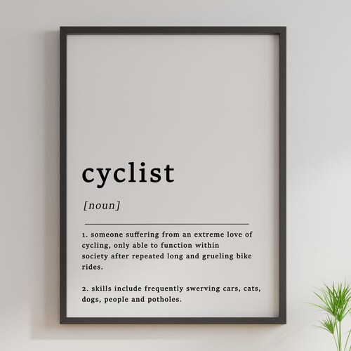 Definition of Bikeaholic Quote Poster Biking Cycling Etsy