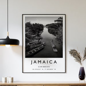 Impressão de viagem à Jamaica, pôster de viagem à Jamaica, impressão de viagem ao Caribe, arte de viagem, pôster de viagem, preto e branco, presente de viagem, A1/A2/A3/A3