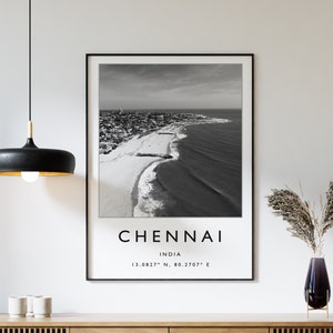 Stampa di viaggio di Chennai, poster di viaggio di Chennai, poster di viaggio in India, arte di viaggio, poster di viaggio, arte in bianco e nero, regalo di viaggio, A1/A2/A3/A4