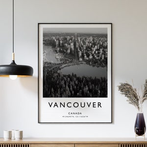 Vancouver Travel Print, Vancouver Travel Poster, Canada Travel Print, Travel Gift, Travel Art, Travel Decor, Black and White