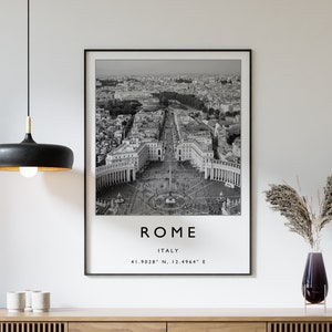 Impresión de viaje a Roma, póster de viaje a Roma, Italia, impresión de viaje a Italia, arte de viaje, póster de viaje a Europa, blanco y negro, regalo, A2/A3/A4