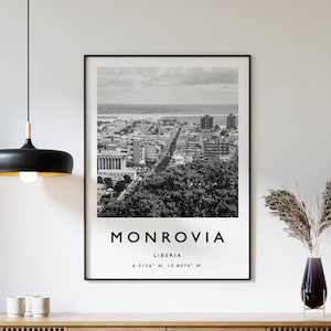 Monrovia Travel Print, Monrovia Travel Poster, African Travel Poster, Liberia Travel Art Print, African Wall Art, African Print