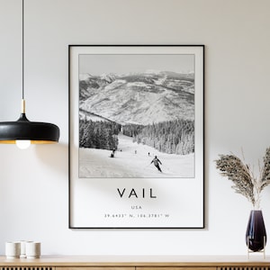 Póster de viaje de esquí, impresión de esquí de Vail, EE. UU., impresión de viaje de Colorado, arte mural de esquí, impresión de esquí, deportes de invierno, regalo de esquí, tamaño A1/A2/A3/A4