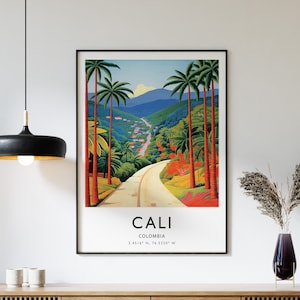 Cali Travel Poster, Colombia Travel Print, Colombian Travel Art, Travel Poster, Colourful Travel Decor, Travel Gift, A1/A2/A3/A4