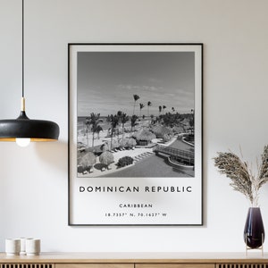 Dominican Republic Travel Print, Dominican Republic Travel Poster, Caribbean Travel Art Poster, Black & White, Travel Gift, A2/A3/A3