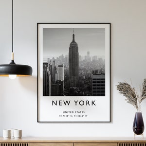 New York Travel Print, New YorkTravel Poster, USA Print, Travel Art, Travel Decor, Black and White Print, Photographic Art, Various Sizes