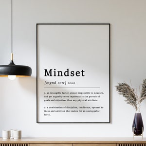 Definition of Mindset Quote Poster Print, Psychology Poster, Motivational Print, Gift for Entrepreneur, Typography, A1/A2/A3/A4