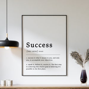 Definition of Success Quote Poster Print, Success Poster, Motivational Print, Psychology, Gift for Entrepreneur, Typography, A1/A2/A3/A4