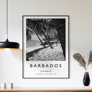 Barbados Travel Print, Barbados Travel Poster, Caribbean Travel Art Poster, Black & White, Black Art, Caribbean Gift, A1/A2/A3/A4