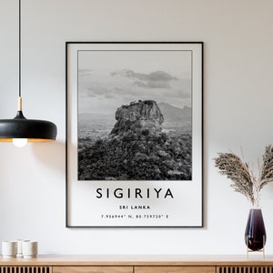 Sigiriya Travel Print, Sigiriya Sri Lanka Travel Poster, Sri Lanka Travel Print, Travel Art, Travel Poster, Black and White, Gift, A2/A3/A3