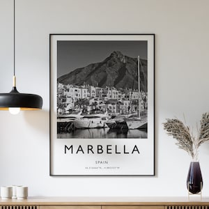 Marbella Poster, Marbella Print, Spain Poster, Travel Art, Travel Decor, Black and White, Photographic Art