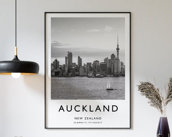 Auckland Travel Print, Auckland Travel Poster, New Zealand Print, Travel Art, Travel Decor, Black and White, Photographic Print