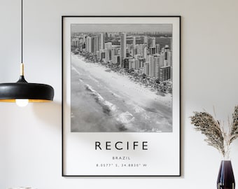 Reisposter Brazilië Recife: zwart-wit print Zuid-Amerika