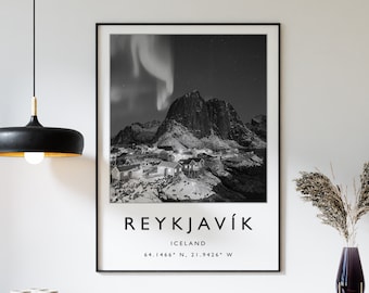 Reykjavik Iceland Poster: Black and White Travel Print
