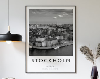 Stockholm Travel Print, Stockholm Travel Poster, Sweden Travel Poster, Travel Art, Travel Poster, Black and White, Travel Gift