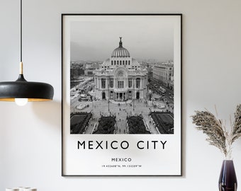 Mexico City Travel Print, Mexico City Travel Poster, Mexico Travel Print, Travel Art, Travel Decor, Black and White Print, Photographic Art