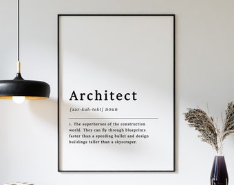 Definition Of An Architect Quote Poster Print, Architecture, Home Art, Funny Poster, Funny Quotes, Wall Print, Typography, Wall Art Decor