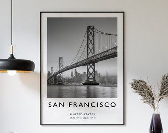 San Francisco Travel Print, San Francisc Travel Poster, California Print, Travel Art, Travel Decor, Black and White, Photographic Print