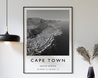 Cape Town Travel Print, Cape Town South Africa Travel Poster, Africa Travel Print, Travel Art, Travel Poster, Black & White, Gift, A2/A3/A3