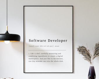 Funny Software Developer Definition Poster: Gift for Coder